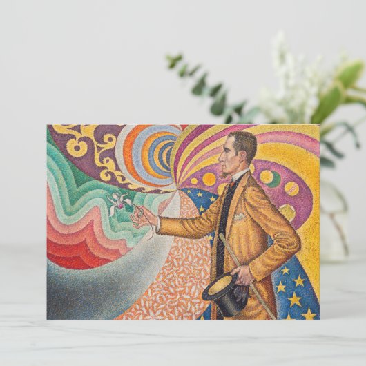 Paul Signac - Portret van M Felix Feneon, Opus 217 Bedankkaart (Staand voorkant)