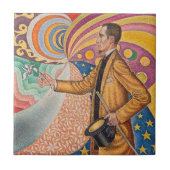 Paul Signac - Portret van M Felix Feneon, Opus 217 Tegeltje (Voorkant)