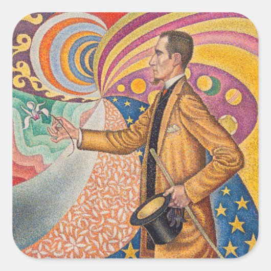 Paul Signac - Portret van M Felix Feneon, Opus 217 Vierkante Sticker (Voorkant)