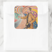 Paul Signac - Portret van M Felix Feneon, Opus 217 Vierkante Sticker (Tas)