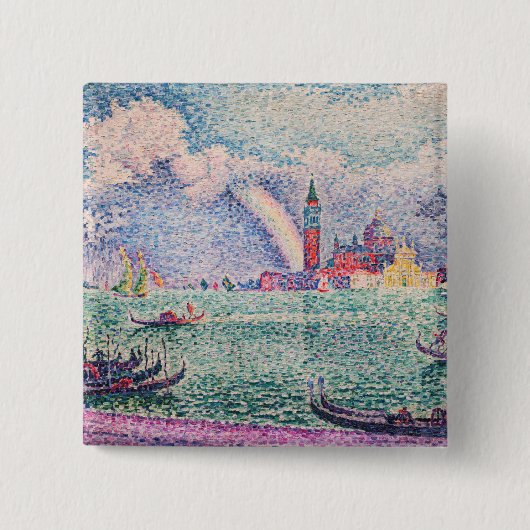Paul Signac - Regenboog, Venetië Vierkante Button 5,1 Cm (Voorkant)