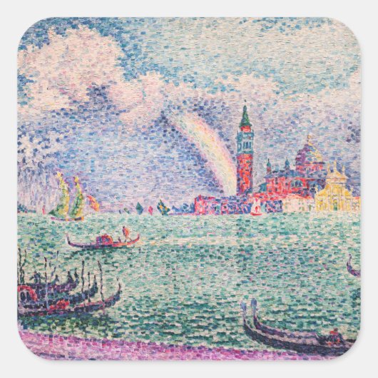 Paul Signac - Regenboog, Venetië Vierkante Sticker (Voorkant)