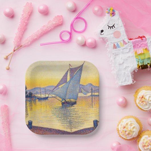 Paul Signac - The Port at Sunset, Opus 236 Papieren Bordje (Feest)