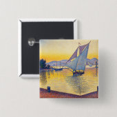 Paul Signac - The Port at Sunset, Opus 236 Vierkante Button 5,1 Cm (Voorkant /achterkant)