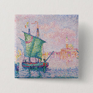 Paul Signac - Venetië, De Roze Wolk Vierkante Button 5,1 Cm