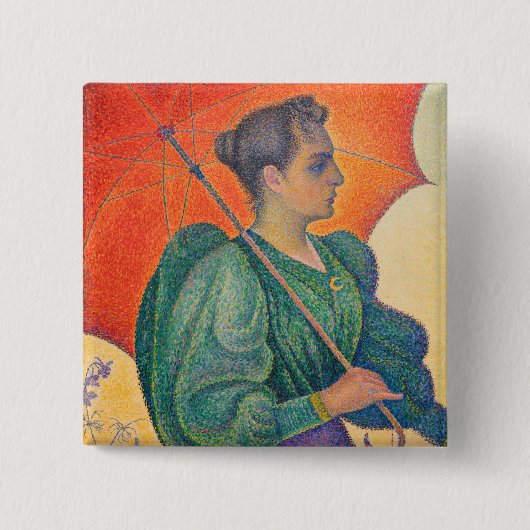 Paul Signac - Vrouw met een Parasol Vierkante Button 5,1 Cm (Voorkant)