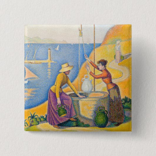 Paul Signac - Vrouwen aan de Nou Vierkante Button 5,1 Cm (Voorkant)