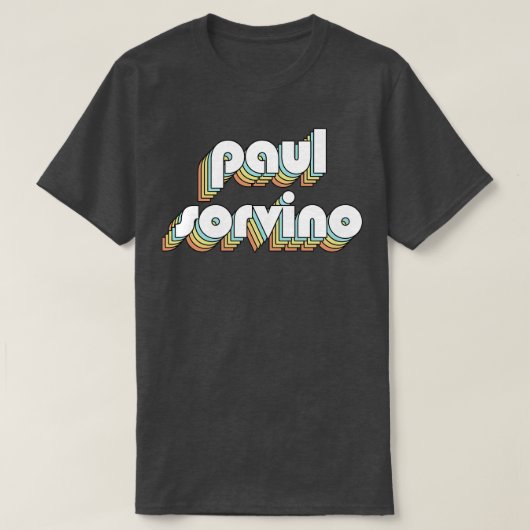 Paul Sorvino Retro Rainbow Typography Vervaagde st T-shirt (Design voorkant)