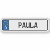 Paula German Car License Bord Sticker (Voorkant)