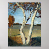 Paula Modersohn-Becker Birch Tree in een landschap Poster (Voorkant)
