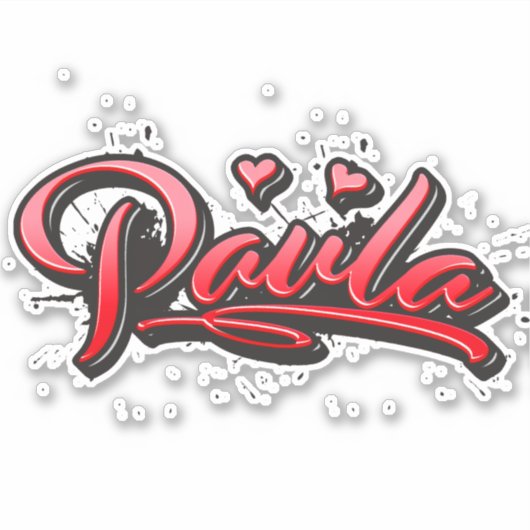 Paula red Heart Graffiti Aufkleber Sticker (Voorkant)