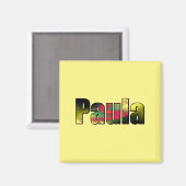 Paula Vierkante Magneet in geel (Voorkant / Achterkant)