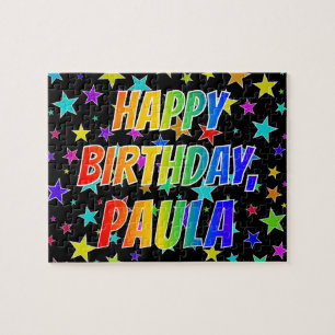 "PAULA" voornaam, geun "HAPPY BIRTHDAY" Legpuzzel
