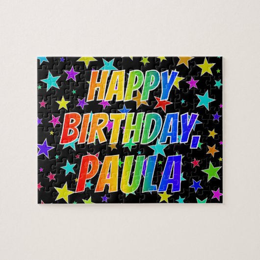 "PAULA" voornaam, geun "HAPPY BIRTHDAY" Legpuzzel (Horizontaal)