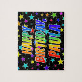 "PAULA" voornaam, geun "HAPPY BIRTHDAY" Legpuzzel (Verticaal)