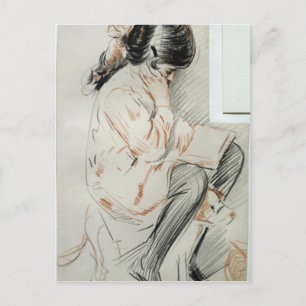 Paulette Reading Sitting on her Speelgoed Dog Briefkaart