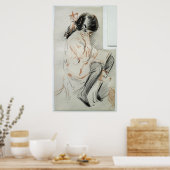 Paulette Reading Sitting on her Speelgoed Dog Poster (Keuken)