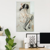 Paulette Reading Sitting on her Speelgoed Dog Poster (Thuiskantoor)