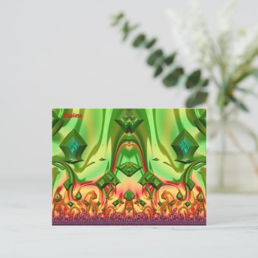 PAULINA ~ 3D Design Pattern ~ Kerstkleuren~ Briefkaart (Staand voorkant)