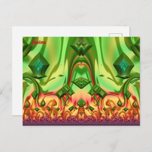 PAULINA ~ 3D Design Pattern ~ Kerstkleuren~ Briefkaart (Voorkant / Achterkant)