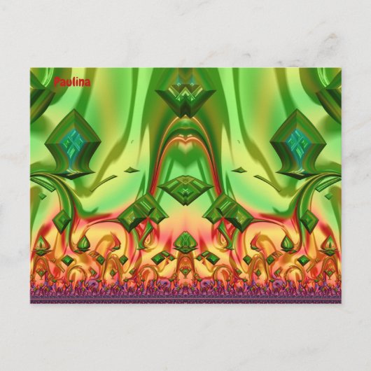 PAULINA ~ 3D Design Pattern ~ Kerstkleuren~ Briefkaart (Voorkant)