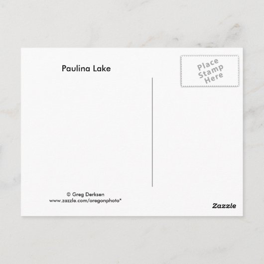 Paulina Lake Briefkaart (Achterkant)