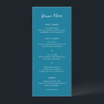 Paulina Modern Blauw Eenvoudig Elegant Bruiloft Menu<br><div class="desc">Elegant huwelijksmenu met een eenvoudig en klassiek ontwerp met "Dinner Menu" in een modern handgeschreven script. Een traditionele stijl die geweldig is voor een informele of formele bruiloft.</div>