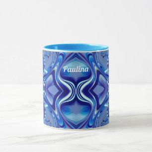 PAULINA ~ Zany 3D Fractal ~ Blauwe tinten Mok
