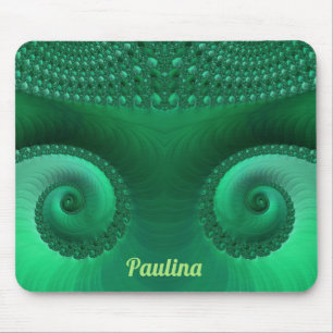 PAULINA ~ Zany Shades of Green Fractal Pattern Muismat