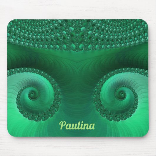 PAULINA ~ Zany Shades of Green Fractal Pattern Muismat (Voorkant)