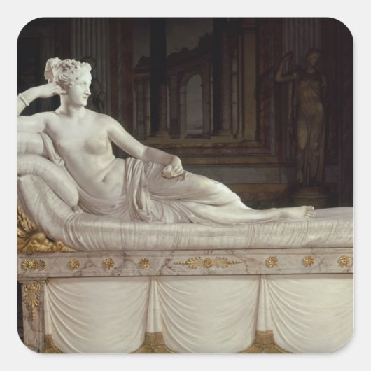 Pauline Bonaparte as Venus Triumphant, c.1805-08 Vierkante Sticker (Voorkant)