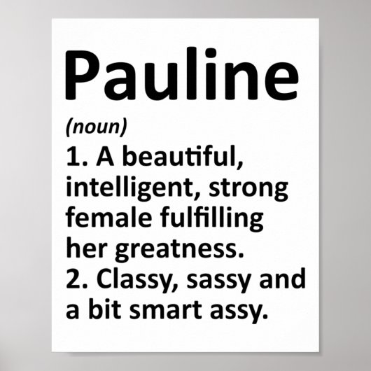 Pauline Definitie Persoonlijke Naam Grappige Kerst Poster (Voorkant)