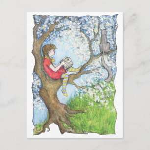 Pauline die de boom voorleest briefkaart