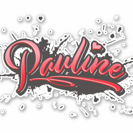 Pauline red Heart Graffiti Aufkleber Sticker (Voorkant)