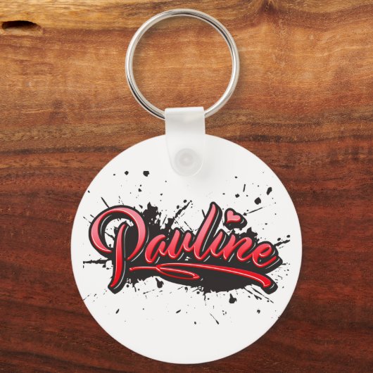 Pauline red Heart Graffiti Schlüsselanhänger Sleutelhanger (Voorkant)