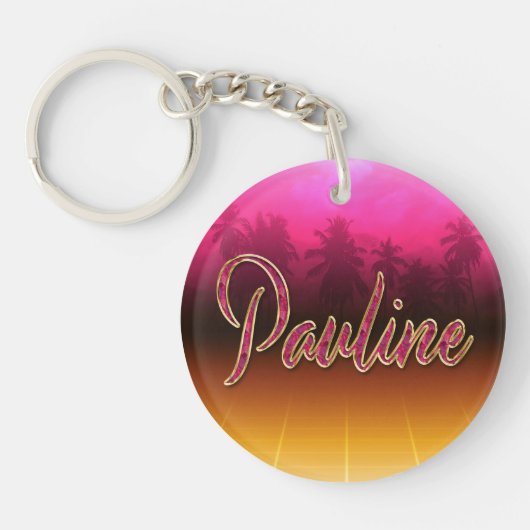 Pauline Vorname Name golden pink Schlüsselanhänger Sleutelhanger (Voorkant)