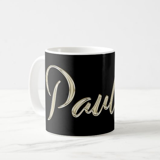 Pauline white gold Handwriting Tasse Kaffeetasse Koffiemok (Voorkant links)