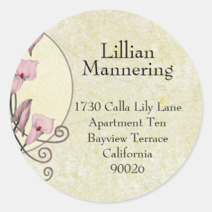 Pauline's Moon & Lilies in Geel - Adresetiketten Ronde Sticker