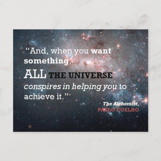 Paulo Coelho De alchemist Quote, Het hele universu Briefkaart (Voorkant)