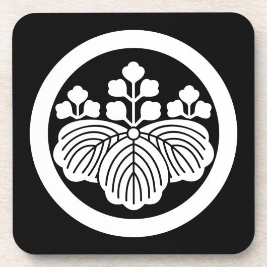 Paulownia met 5&3 bloei in cirkel bier onderzetter (Voorkant)