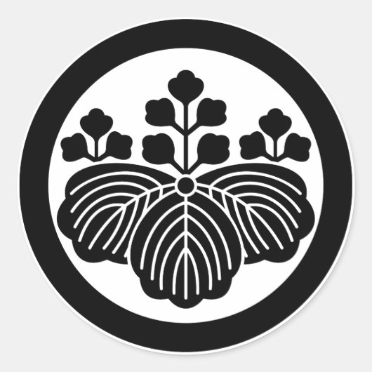 Paulownia met 5&3 bloei in cirkel ronde sticker (Voorkant)