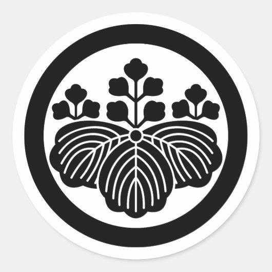 Paulownia met 5-3 bloei in cirkel ronde sticker (Voorkant)