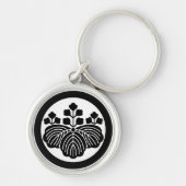 Paulownia met 5&3 bloei in cirkel sleutelhanger (Voorkant)