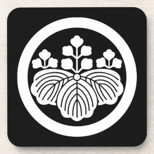 Paulownia met 5&3 bloemen in cirkel bier onderzetter