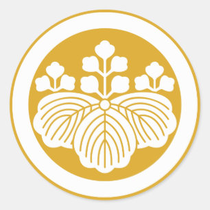 Paulownia met 5&3 bloemen in cirkel ronde sticker