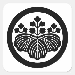 Paulownia met 5&3 bloemen in cirkel vierkante sticker