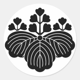 Paulownia met 5/3 bloemen ronde sticker
