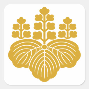 Paulownia met 5&7 bloemen vierkante sticker