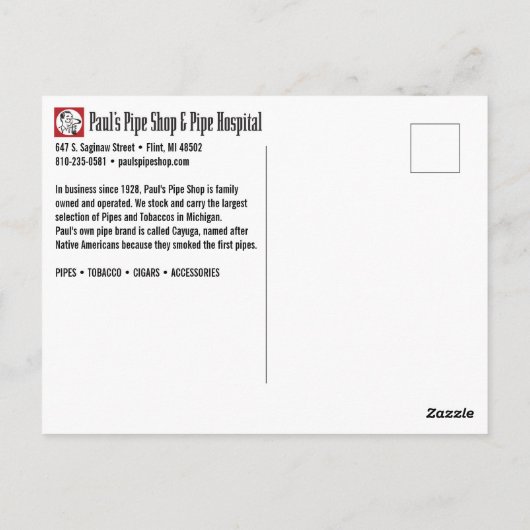 Paul's Cayuga Briefkaart (Achterkant)