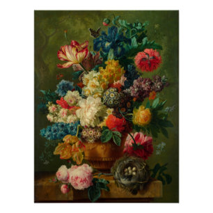 Paulus Theodorus van Brussel - bloemen in een vaas Perfect Poster